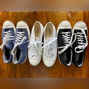 Lot of 3 Pair Jack Purcell Converse Sneakers - Black, White, Blue - Men’s Sz 11